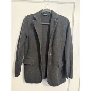 Lauren Ralph Lauren Blazer Womens Medium cotton Poly Blend Silver Button Jacket